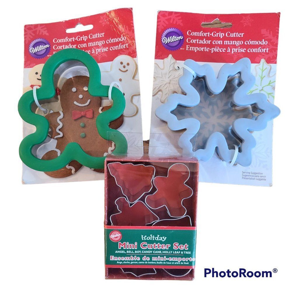 Wilton Christmas Comfort Grip Cookie Cutters Gingerbread Man Snowflake Angel NWT